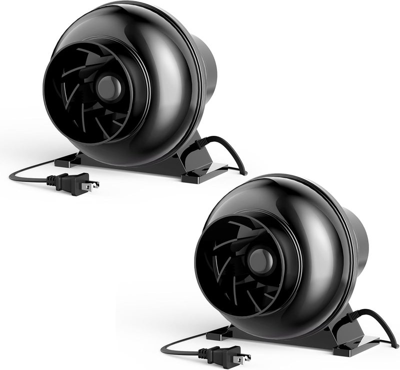 I-Power 4 Inch 195 CFM Inline Duct Exhaust Fan Air Vent Booster Ventiliation Blower for Grow Tent, Attic, HVAC, Basements or Kitchens, Low Noise, 2 Packs, Black - Image 1